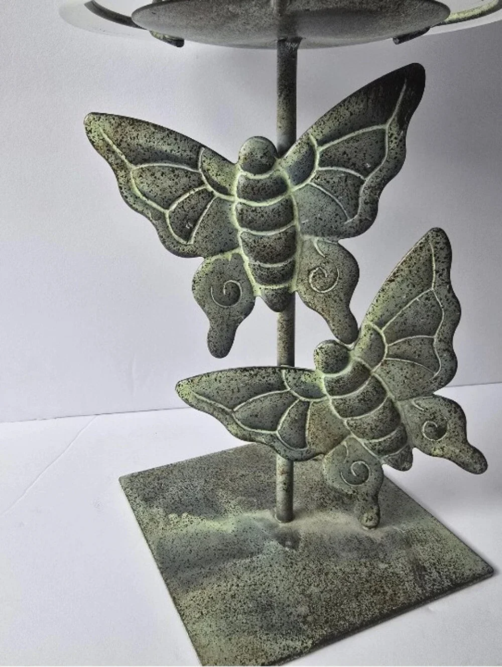 Butterfly Metal Tea Light Candle Lamp with Frosted Glass Shade Whimsy Vintage